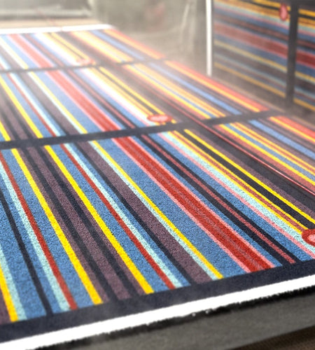 Stripe 85 Hug Rug on the manufacturing line at Phoenox Textiles