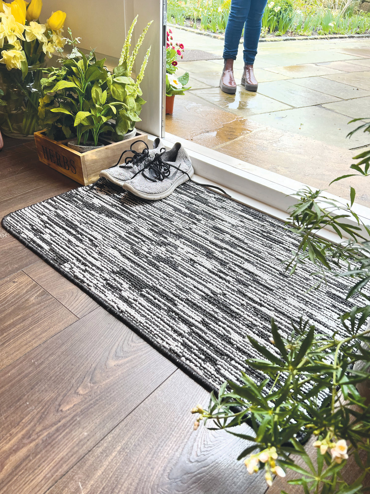 My Mat Stain Resistant Durable - Charcoal Broken Stripe