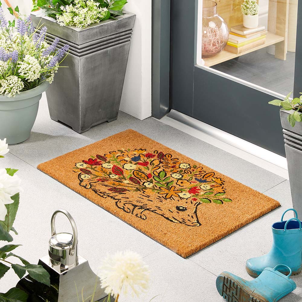 My Mat Printed Coir Floral Hedgehog Doormat