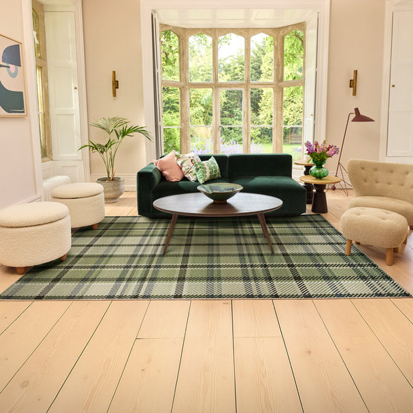 Hug Rug Eco-Washable Isla Green Plaid