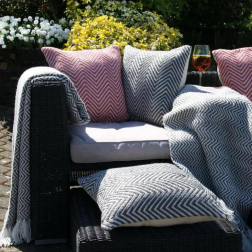 Hug Rug Woven Herringbone Cushion Coral Pink