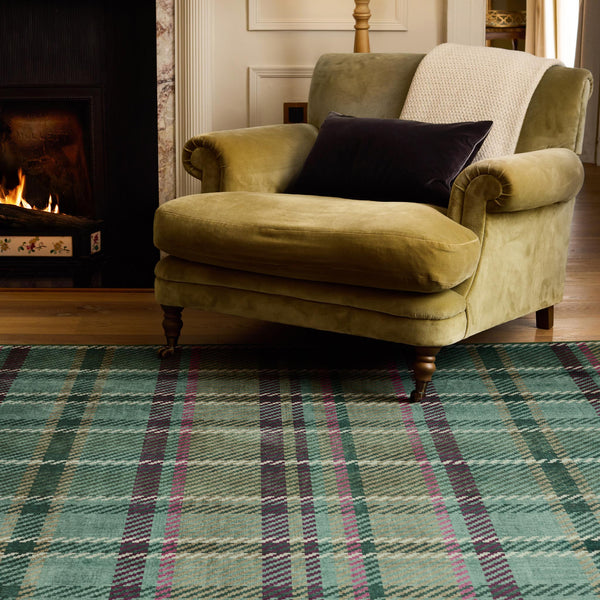 Hug Rug Eco-Washable Isla Plaid Emerald