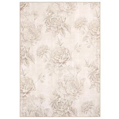 Hug Rug Eco-Washable Muted Floral Beige