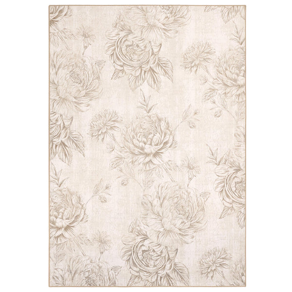 Hug Rug Eco-Washable Muted Floral Beige