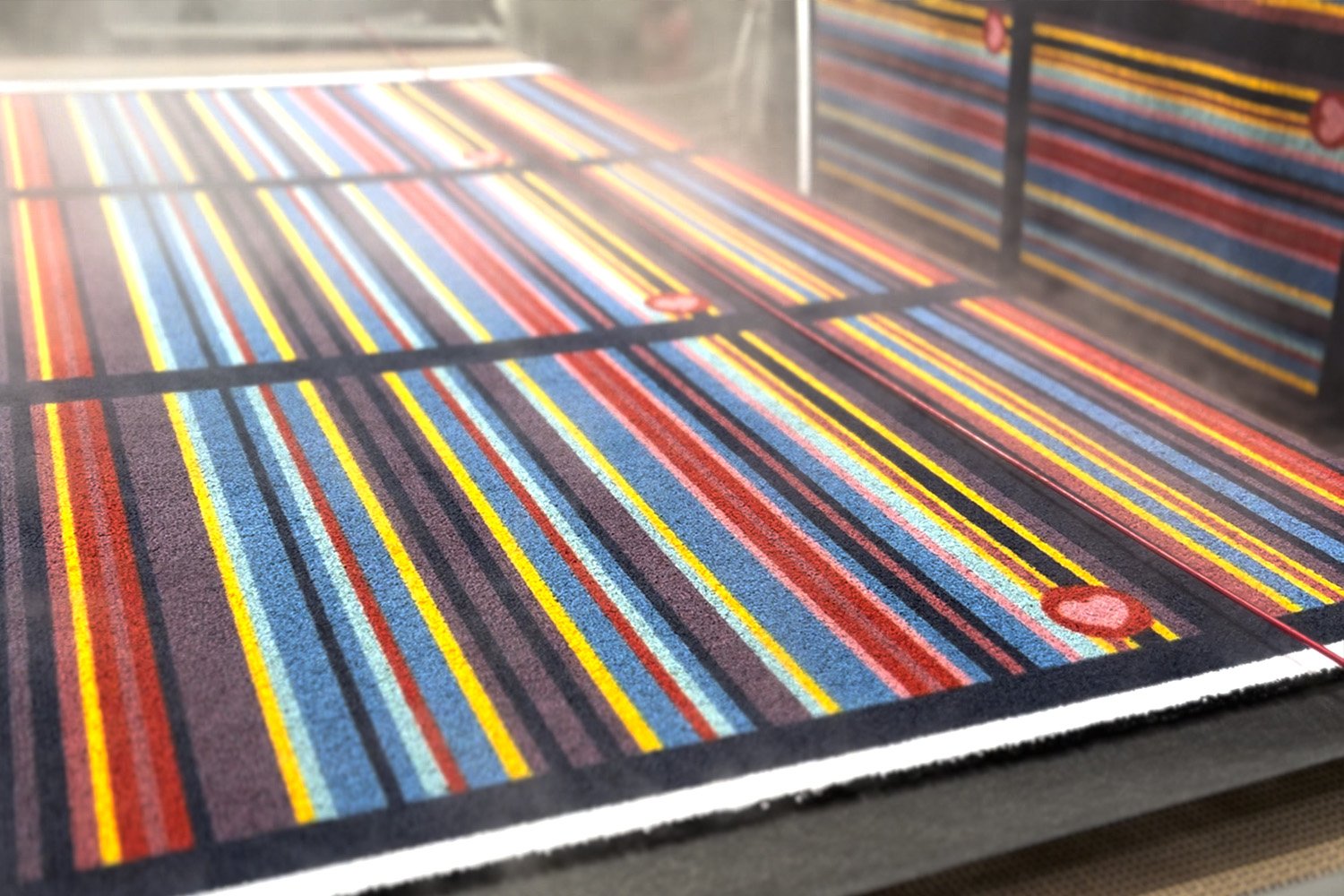 Stripe 85 Hug Rug on the manufacturing line at Phoenox Textiles