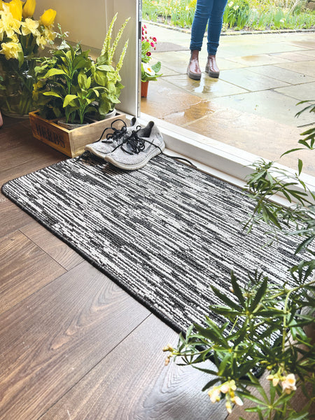 MadeNorth Stain Resistant Durable Charcoal Broken Stripe