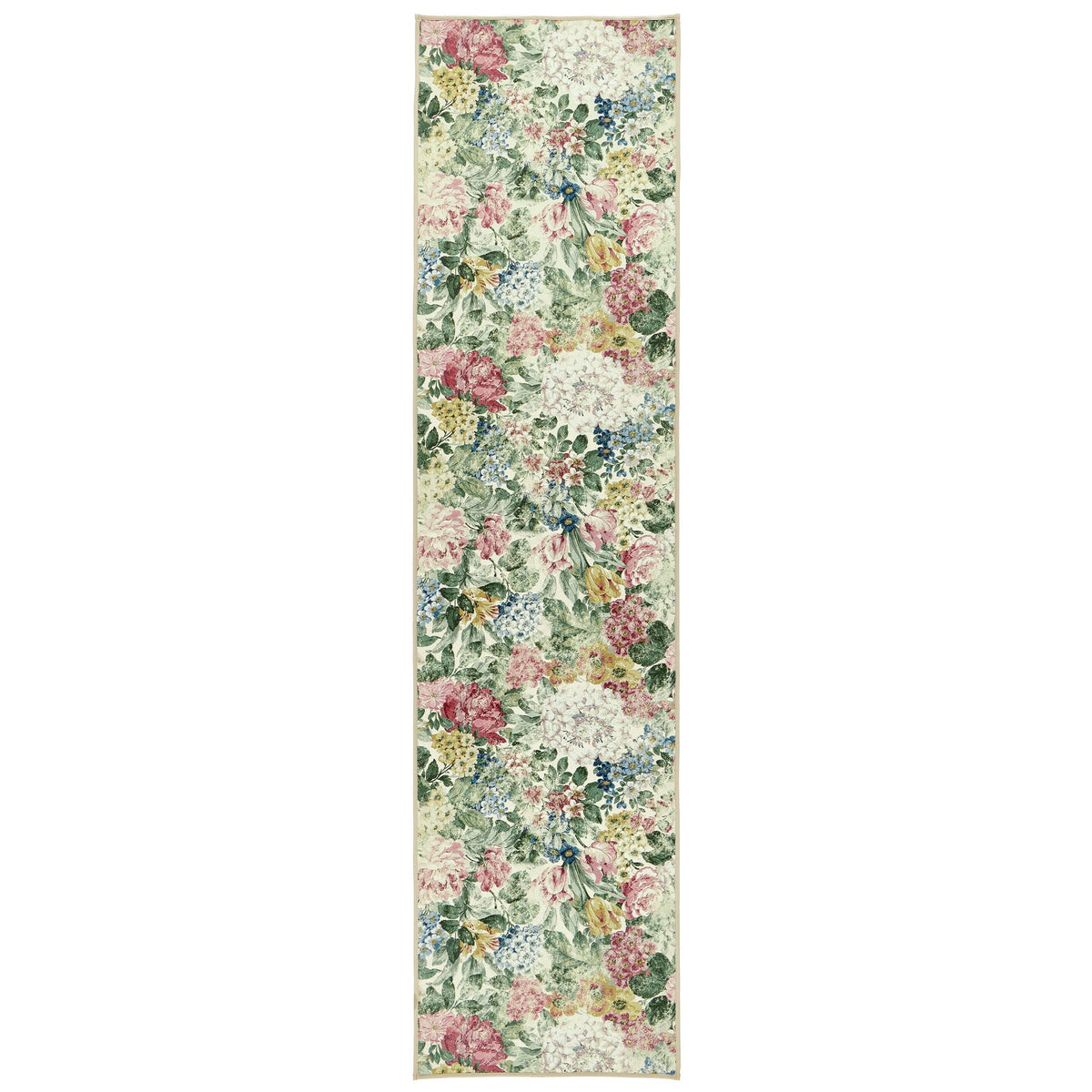 Sanderson By Highgrove x Hug Rug Antique Hydrangea & Rose Runner with a floral design.