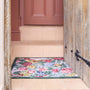 Sanderson By Highgrove x Hug Rug Antique Hydrangea & Rose with a floral design, styled by tile steps.