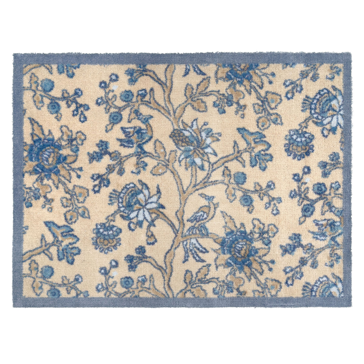 Sanderson By Highgrove x Hug Rug Azalea Walk Wedgwood with a blue floral design.