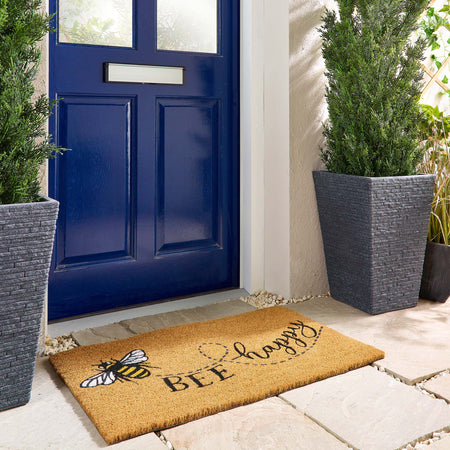 MadeBeyond Printed Coir Bee Happy Doormat