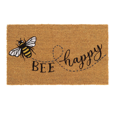MadeBeyond Printed Coir Bee Happy Doormat