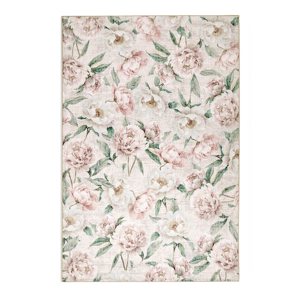 Hug Rug Eco-Washable Blooming Peonies Oyster Pink