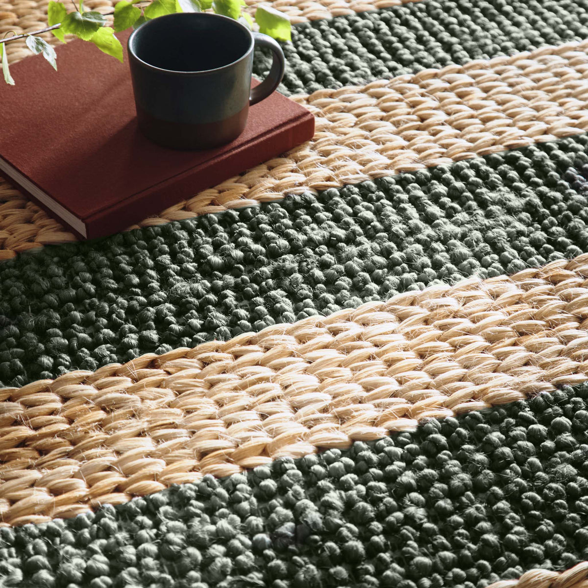 Origin Bondi Jute Stripe Natural Bottle Green