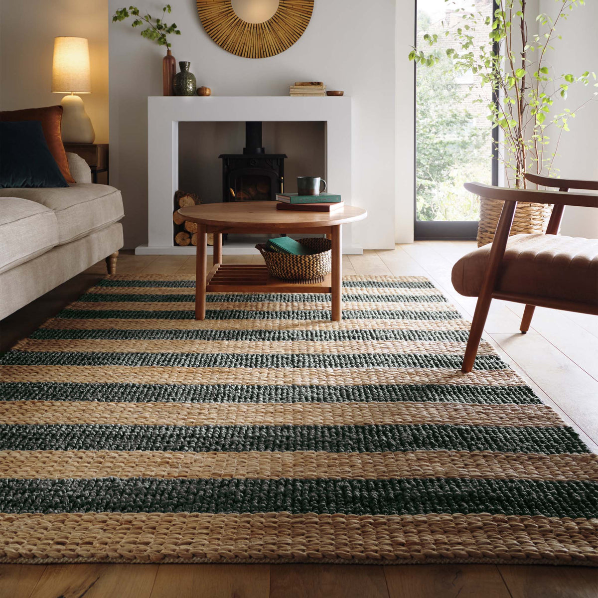 Origin Bondi Jute Stripe Natural Bottle Green