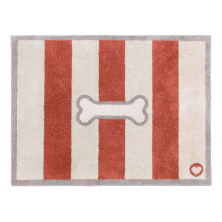 Bone Stripe Rust- 100% recycled cotton featuring a striped pattern with a bone in the centre.
