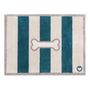 Bone Stripe Teal- 100% recycled cotton doormat featuring a striped pattern with a bone in the centre.