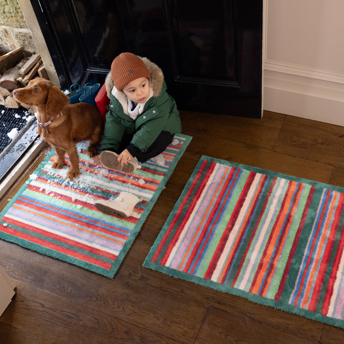 Hug Rug Bright Green Stripe