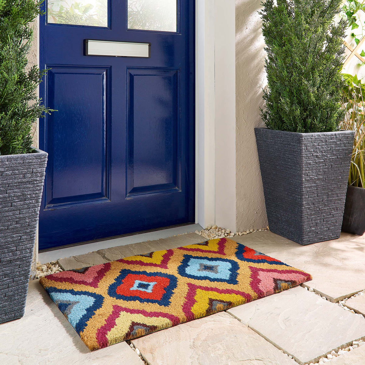 My Mat Printed Coir Bright Ikat Doormat