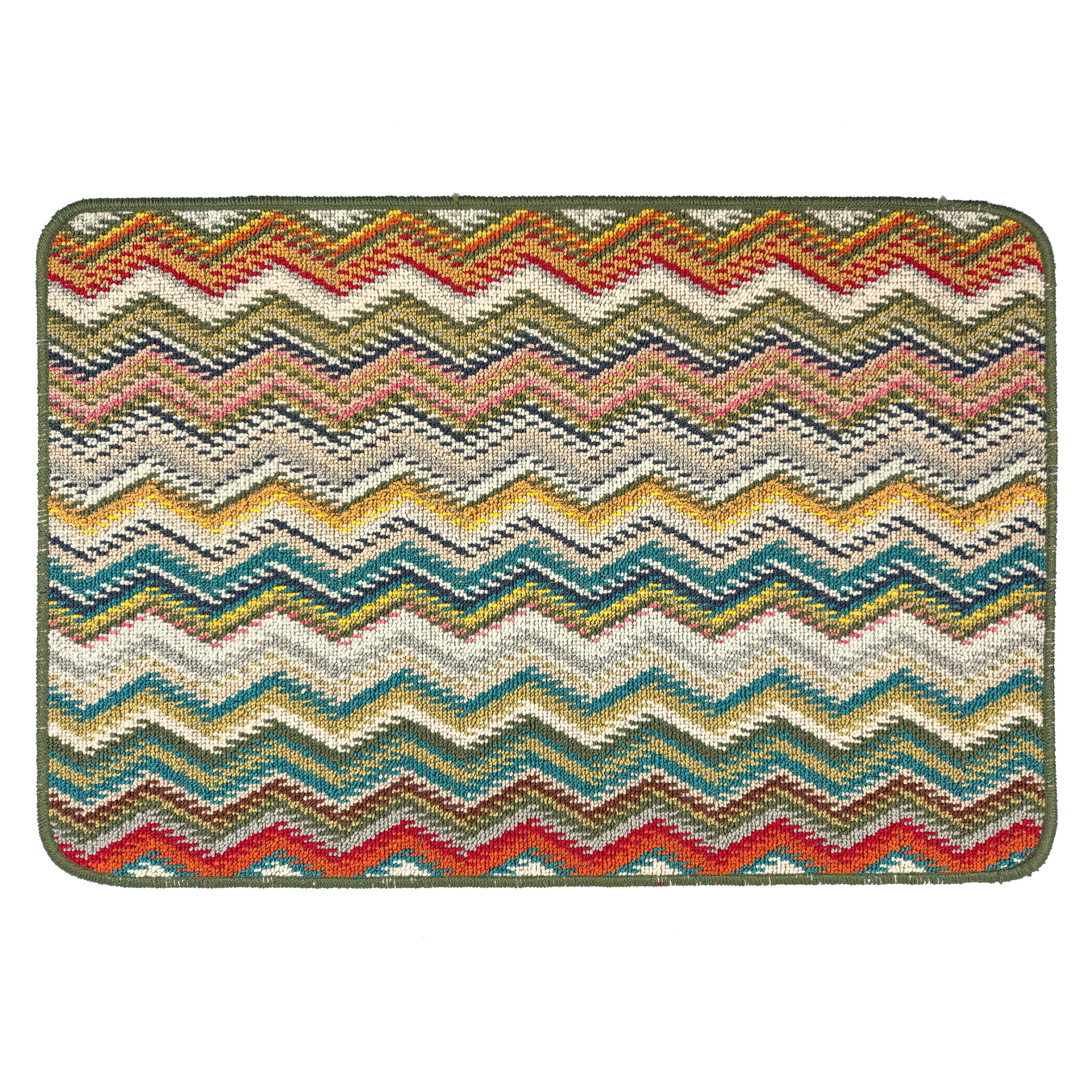 Multi Green My Mat Stain Resistant Candy Multi Green Zigzag - Phoenox Textiles