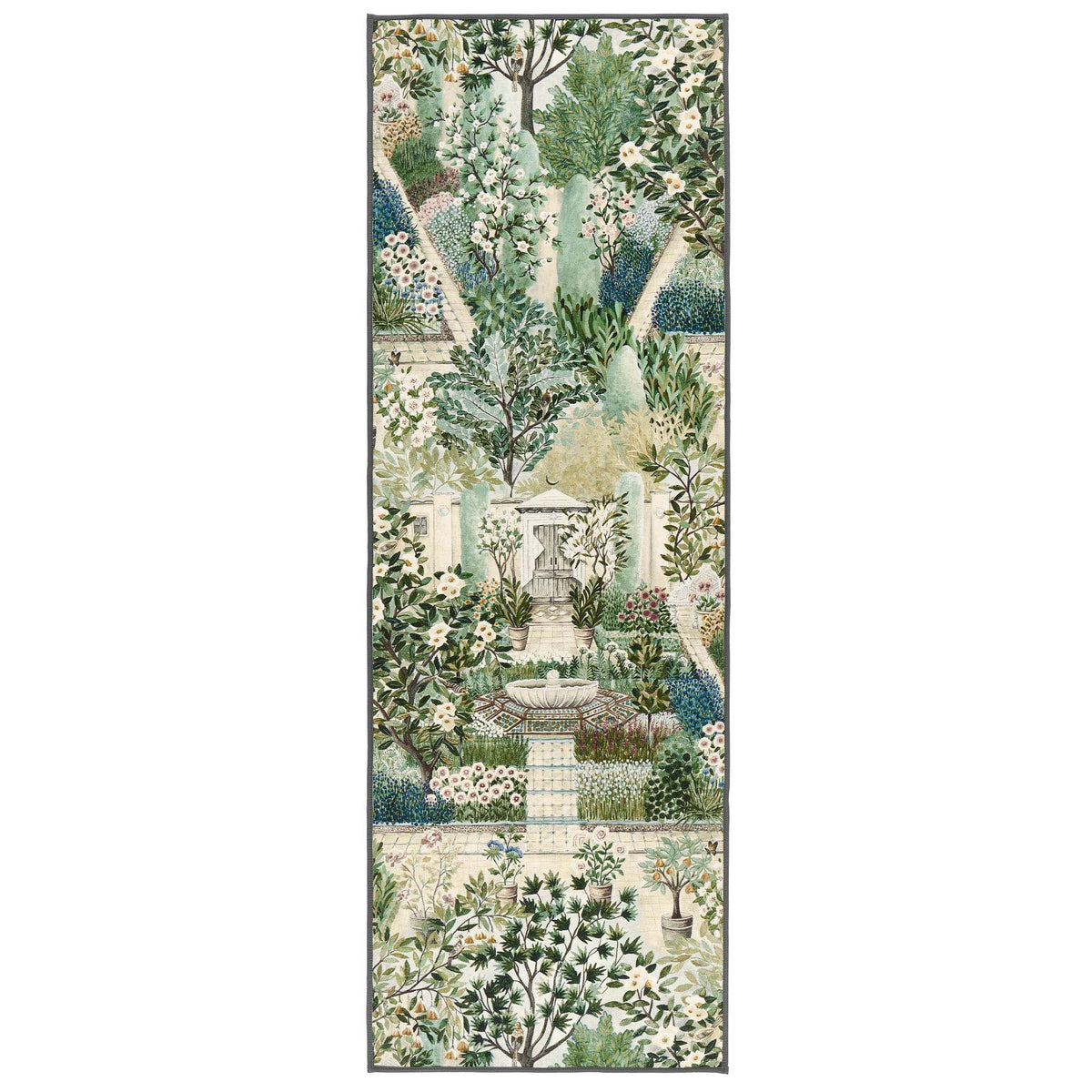 Sanderson By Highgrove x Hug Rug Eco-Washable Carpet Garden Sanctuary runner with a nature inspired pattern.