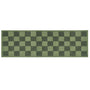 A rectangular runner with a green and dark green checkerboard pattern, shown flat against a white background.