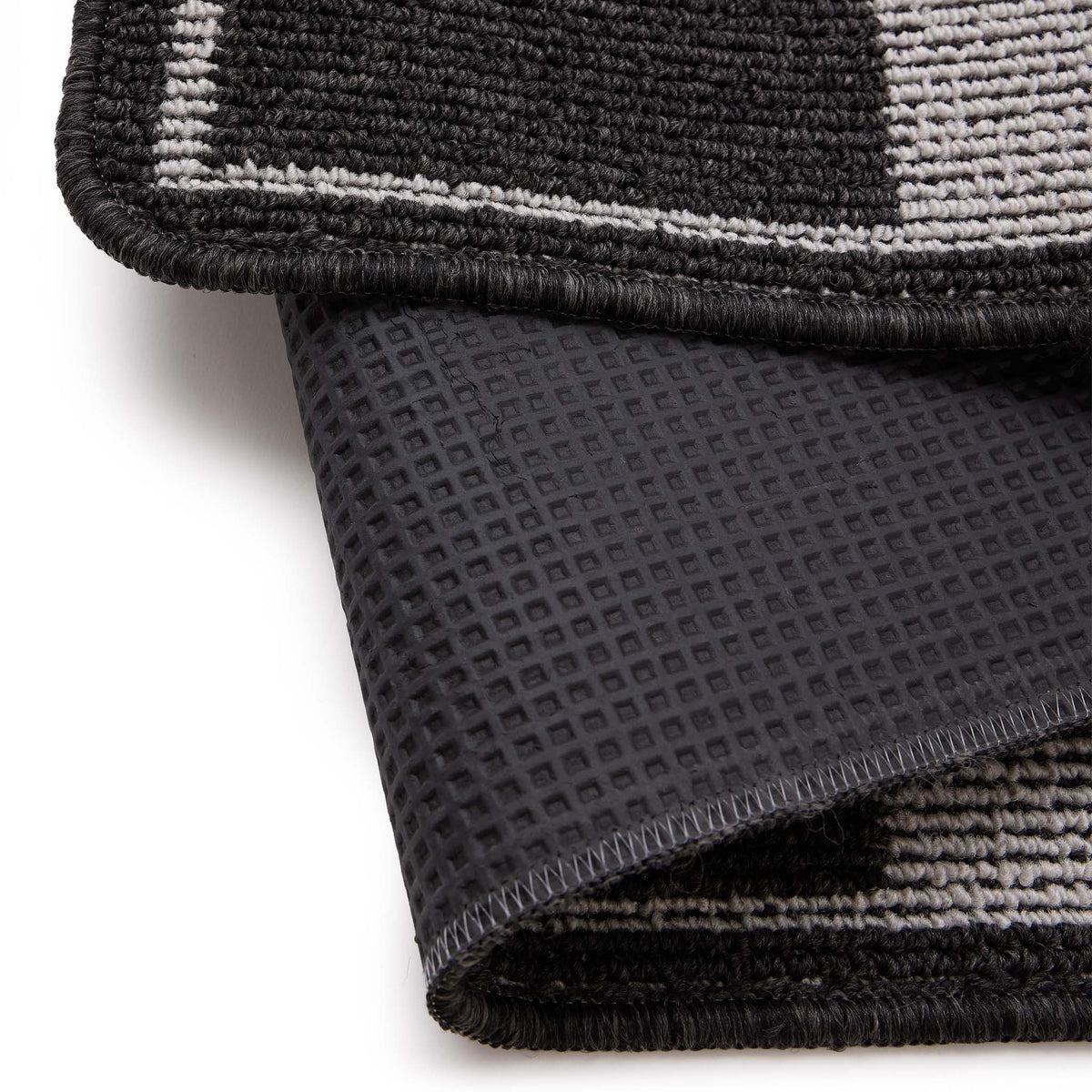 My Mat Stain Resistant Checkerboard Silver & Charcoal Doormat- Washable doormat featuring a checkboard pattern.