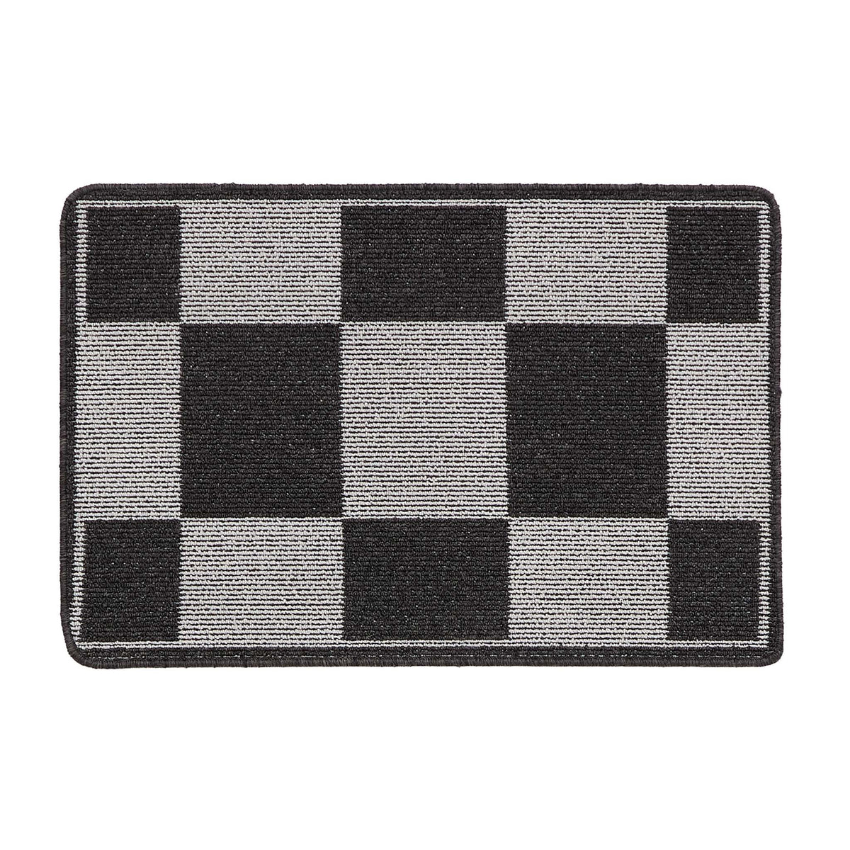 My Mat Stain Resistant Checkerboard Silver & Charcoal Doormat- Washable doormat featuring a checkboard pattern.