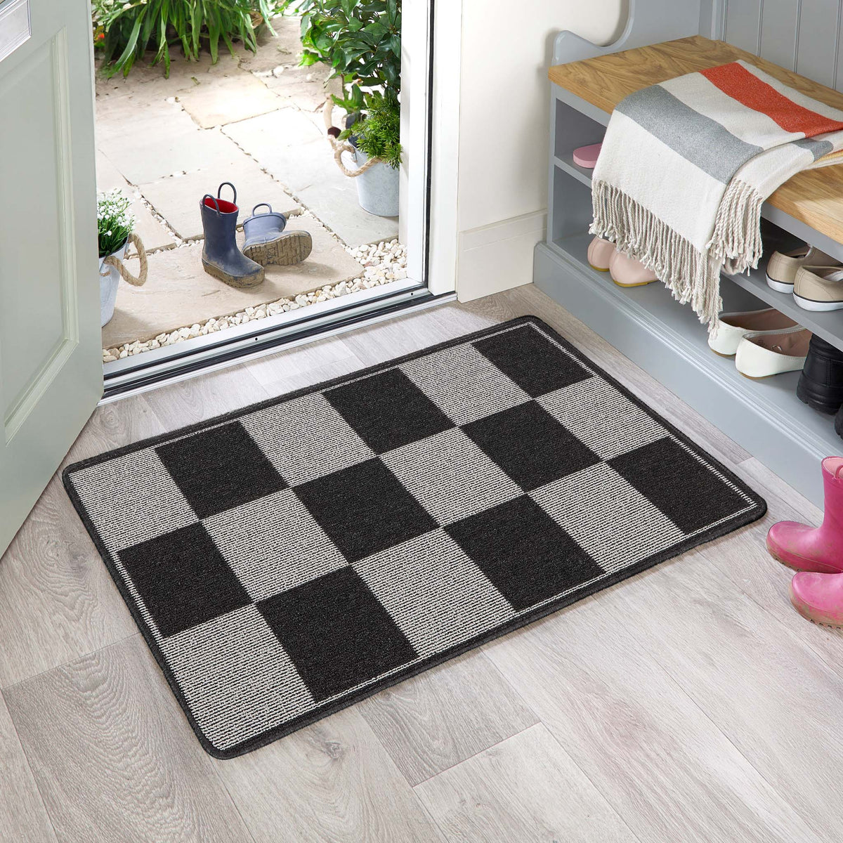 My Mat Stain Resistant Checkerboard Charcoal