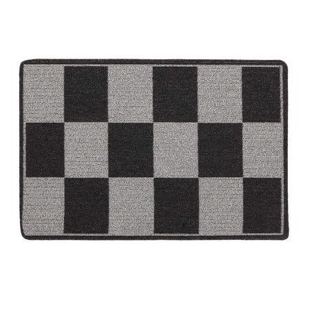 My Mat Stain Resistant Checkerboard Silver & Charcoal Doormat- Washable doormat featuring a checkboard pattern.