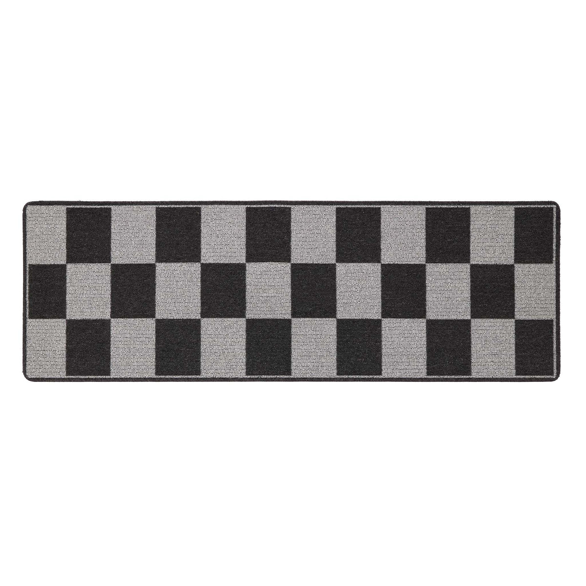 My Mat Stain Resistant Checkerboard Silver & Charcoal Doormat- Washable doormat featuring a checkboard pattern.