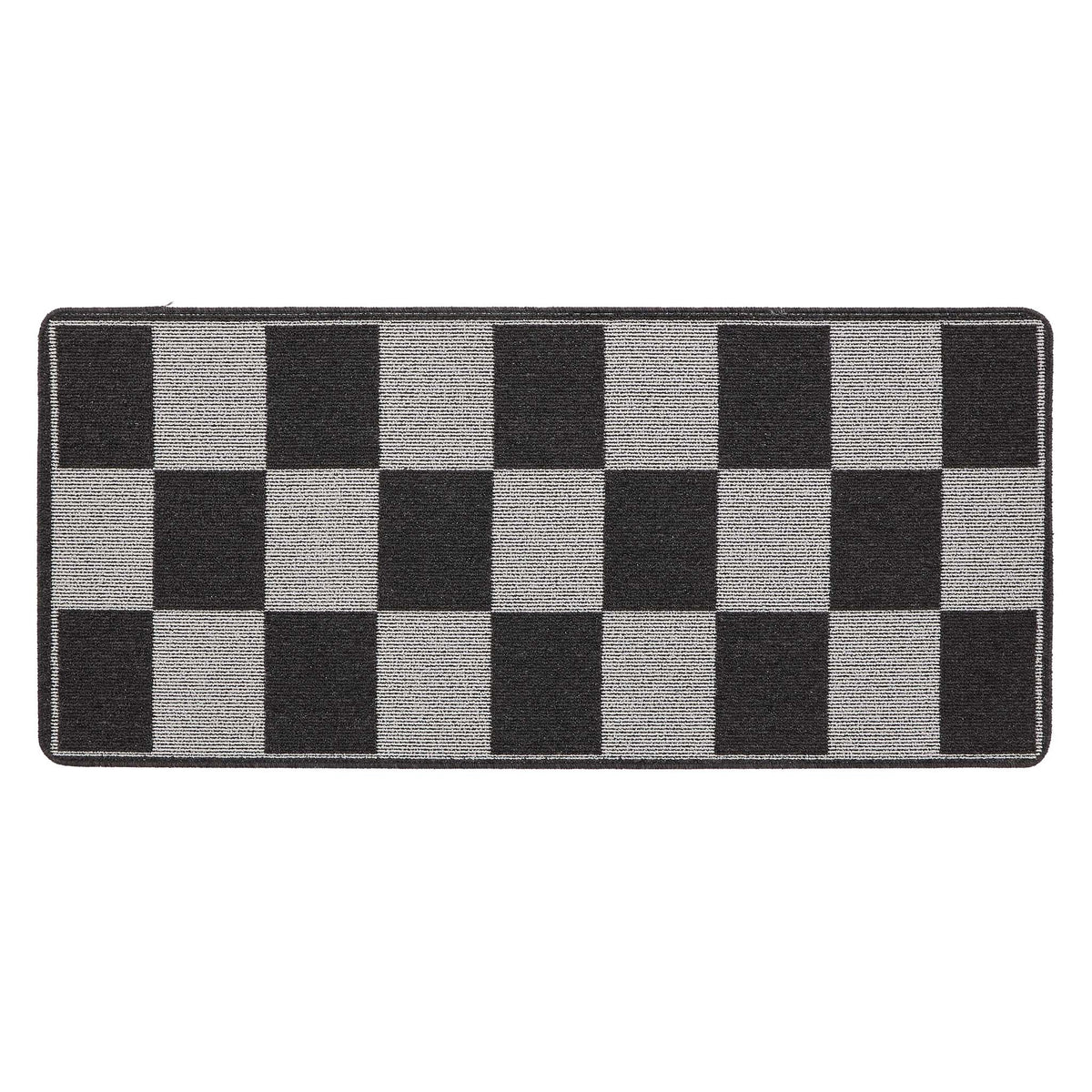 My Mat Stain Resistant Checkerboard Silver & Charcoal Doormat- Washable doormat featuring a checkboard pattern.