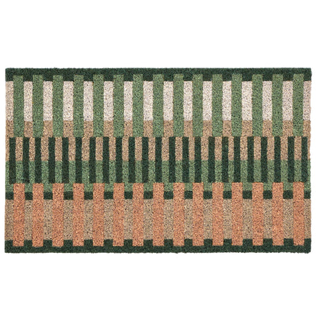 Pastel Broken Stripe. Made from 100% coconut husk fibres featuring a pink and green broken stripe design.