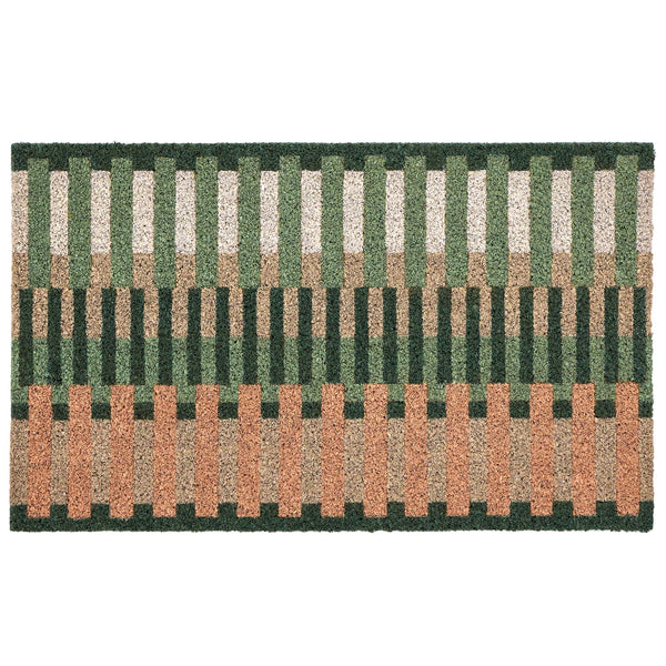 Pastel Broken Stripe. Made from 100% coconut husk fibres featuring a pink and green broken stripe design.