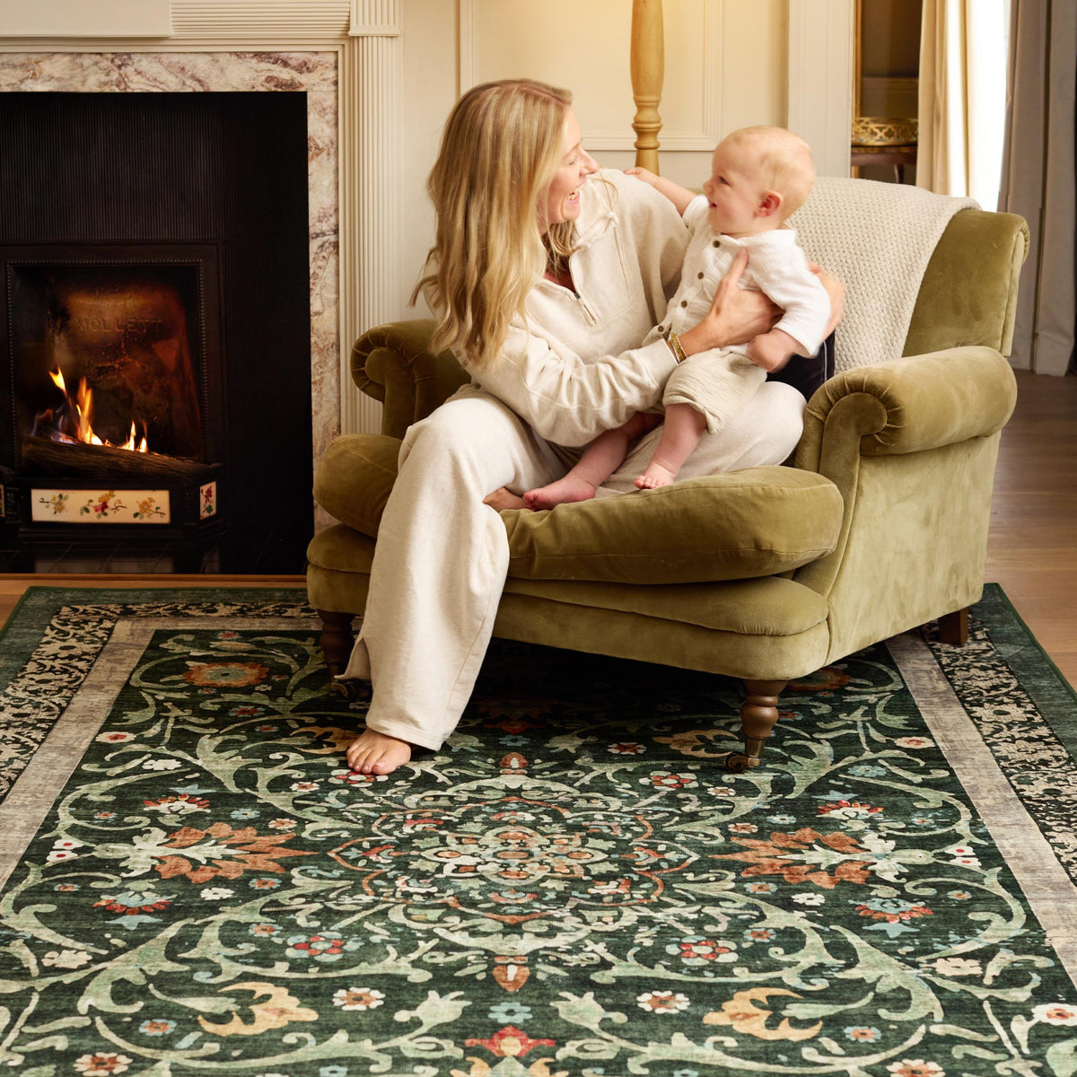 Hug Rug Eco-Washable Country Paisley Green
