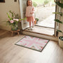 Country Rose Flag Doormat- 100% recycled cotton doormat featuring a pink union jack flag surround by florals.
