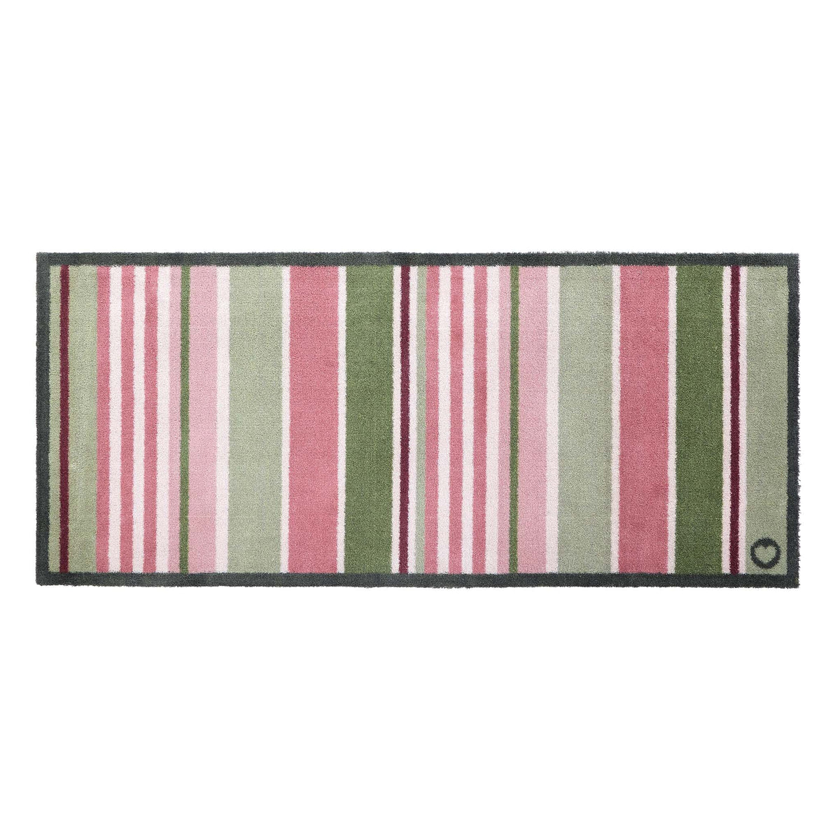 Country Rose Stripe Runner- 100% recycled cotton runner featuring pink, white and green stripes.
