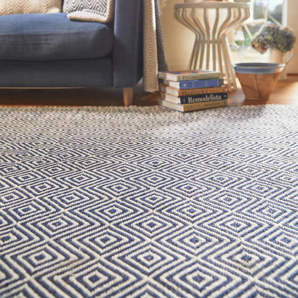 Hug Rug Woven Diamond Rug Navy