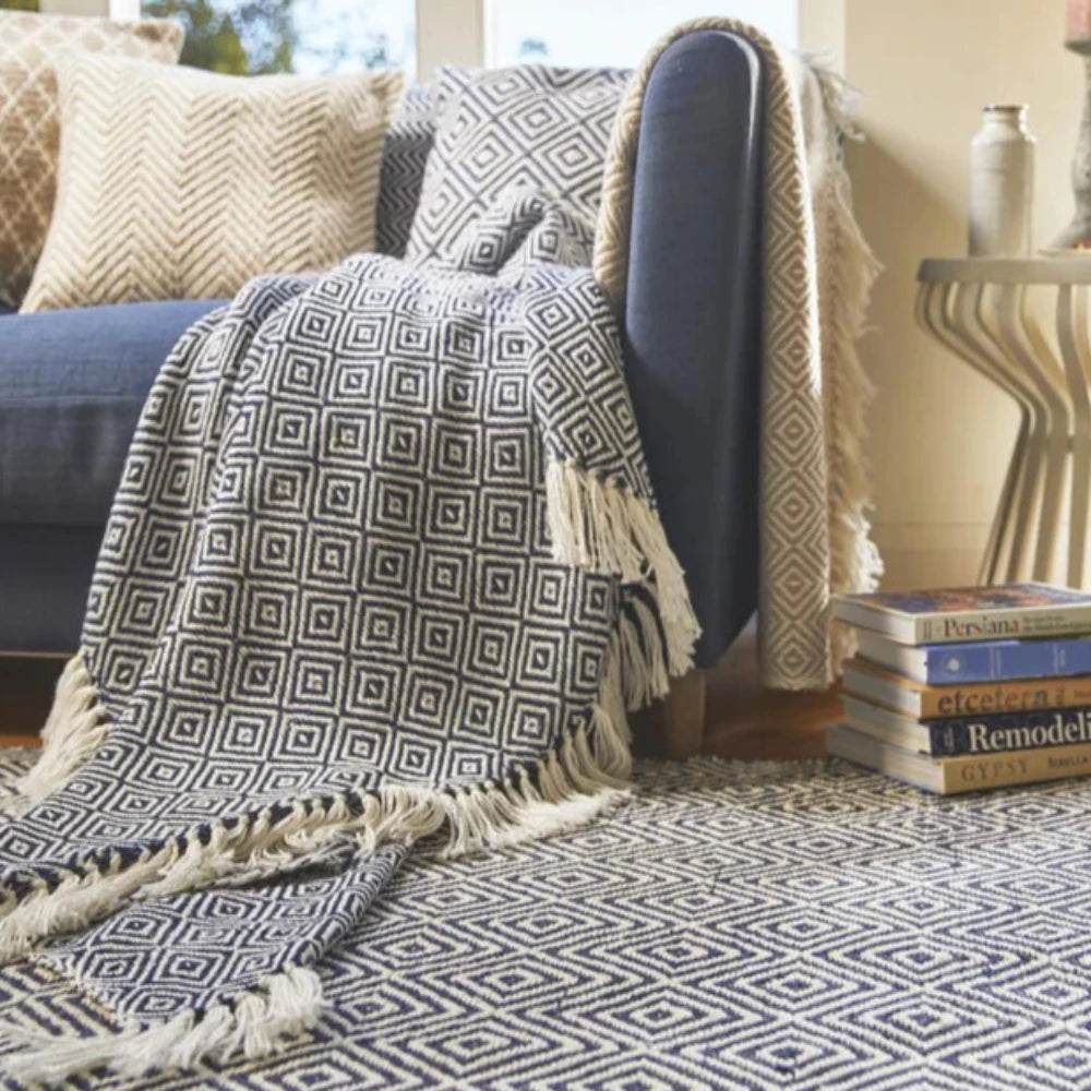 Hug Rug Woven Diamond Cushion Navy