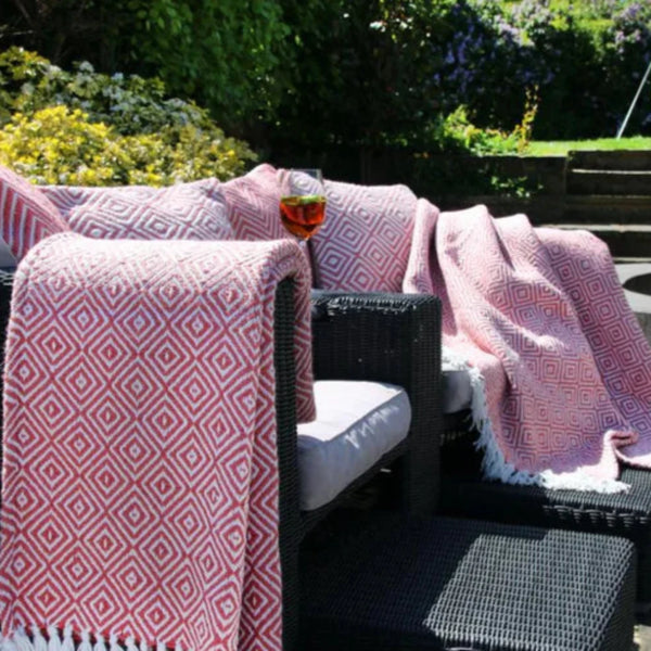 Hug Rug Woven Diamond Throw Coral Pink