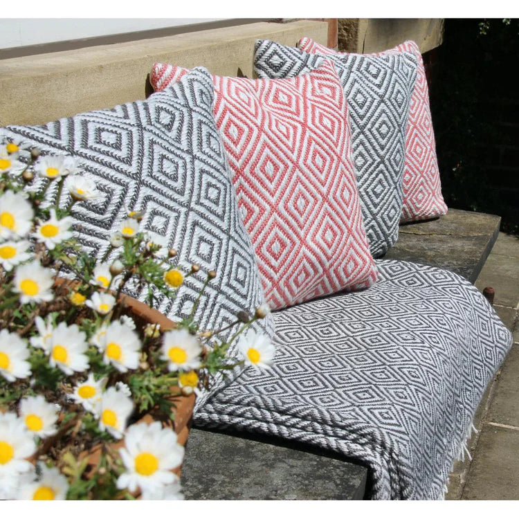 Hug Rug Woven Diamond Cushion Warm Grey