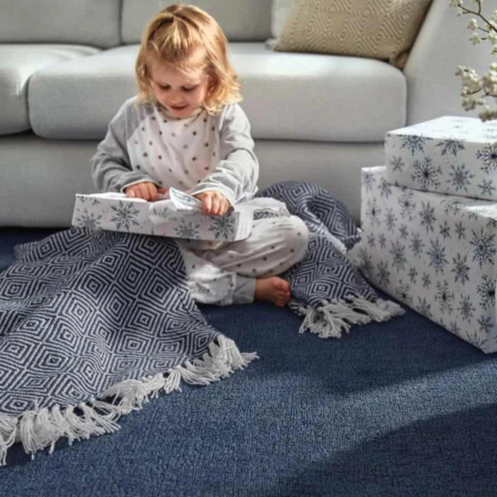 Hug Rug Woven Diamond Throw Navy