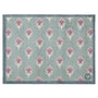 Ditsy Floral Green- 100% recycled cotton doormat featuring a woodblock pattern of purple flowers.