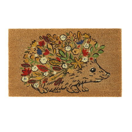 MadeBeyond Printed Coir Floral Hedgehog Doormat