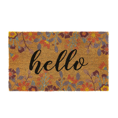 MadeBeyond Printed Coir Floral Hello Doormat