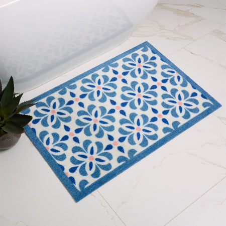 MadeNorth Nylon Printed Bathroom Geo Blue Tile