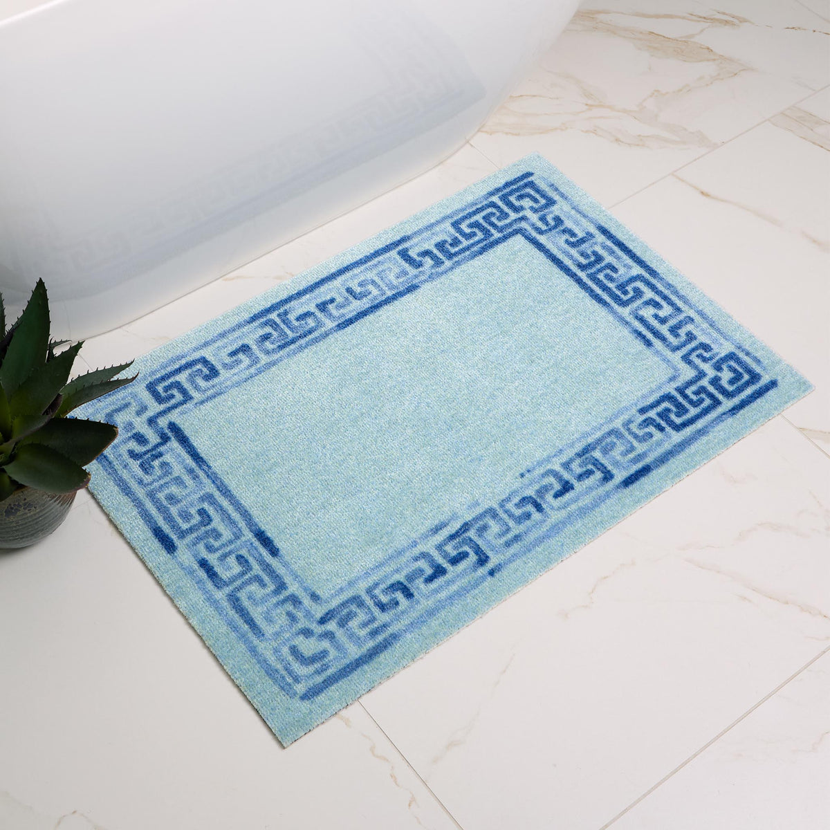 Dip & Drip Nylon Printed Bathroom Greek Key Border
