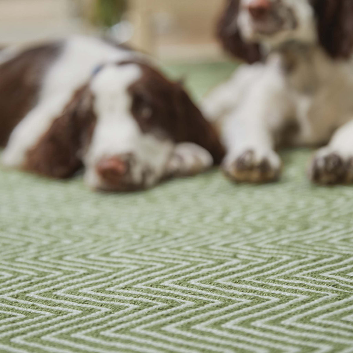 Hug Rug Woven Herringbone Rug Dark Green