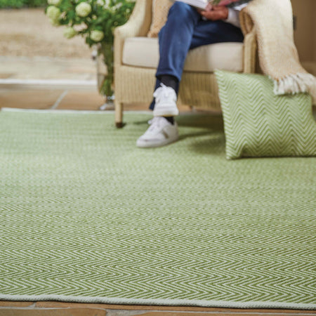 Hug Rug Woven Herringbone Rug Dark Green