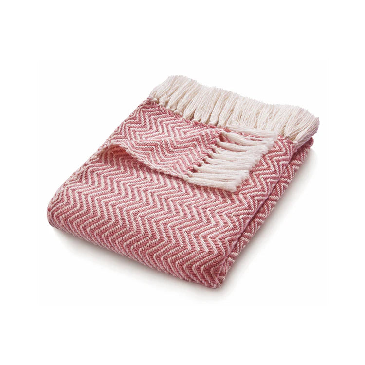 Hug Rug Woven Herringbone Throw Coral Pink