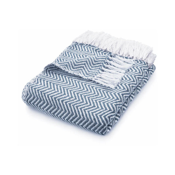 Hug Rug Woven Herringbone Throw Denim Blue